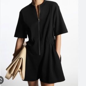 COS zip up Romper Playsuit in BLACK